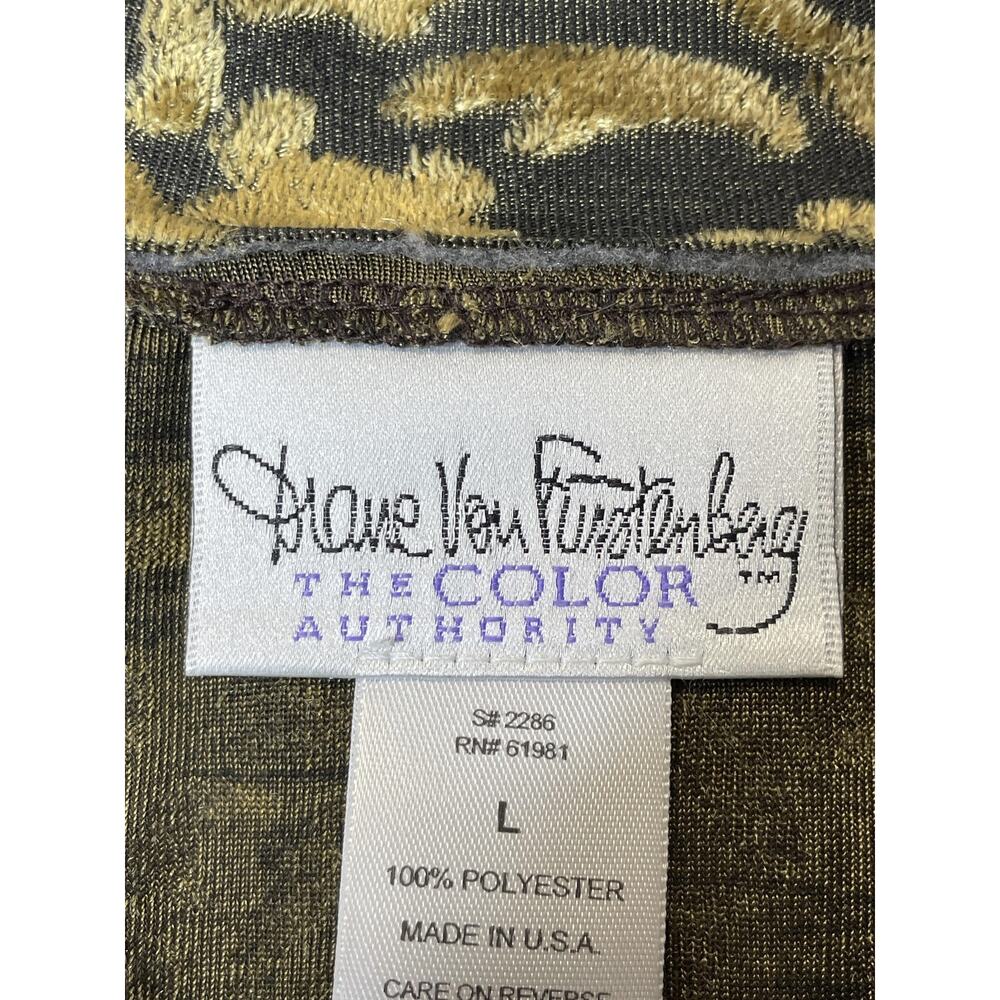Diane Von Furstenberg Womens Large Black Gold Baroque Jacquard Shirt USA 2286 - Picture 6 of 10